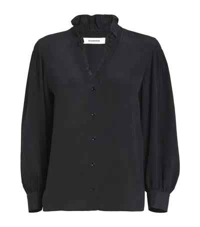 Sandro Li Silk Shirt In Black