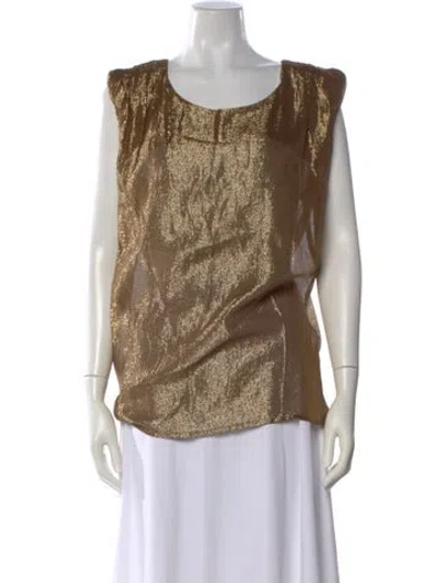 Pre-owned Sandro Silk Scoop Neck Top In Multi
