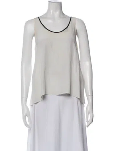 Pre-owned Sandro Silk Scoop Neck Top In Neutral
