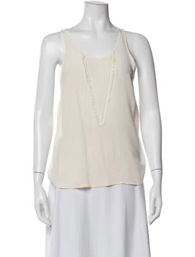 Pre-owned Sandro Silk Scoop Neck Top In Neutrals