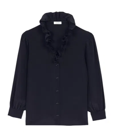 Sandro Li Silk Shirt In Black
