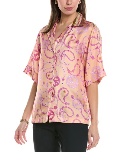 Sandro Silk Shirt In Orange