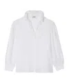 Sandro Silk Ruffle Collar Shirt In White