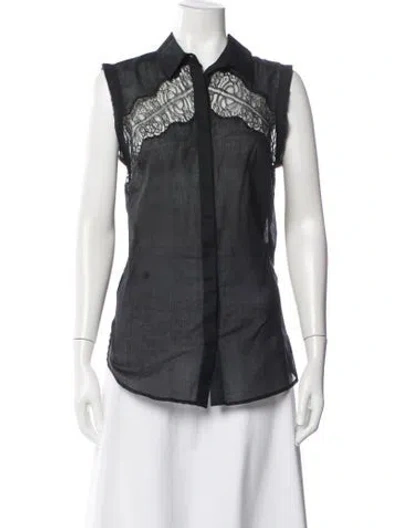 Pre-owned Sandro Silk Sleeveless Button-up Top In Gray