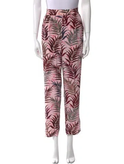 Pre-owned Sandro Silk Straight Leg Pants In Pink