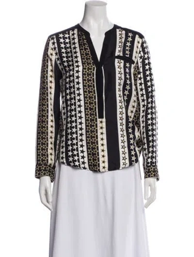 Pre-owned Sandro Silk Striped Blouse In Black