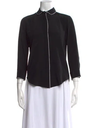 Pre-owned Sandro Silk Three-quarter Sleeve Blouse In Grey