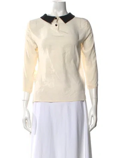 Pre-owned Sandro Silk Three-quarter Sleeve Blouse In Neutral