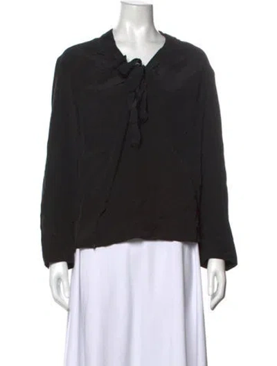 Pre-owned Sandro Silk Tie Neck Blouse In Black