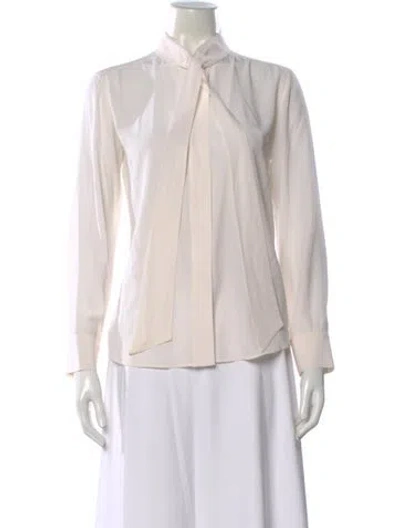 Pre-owned Sandro Silk Tie Neck Blouse In Neutral