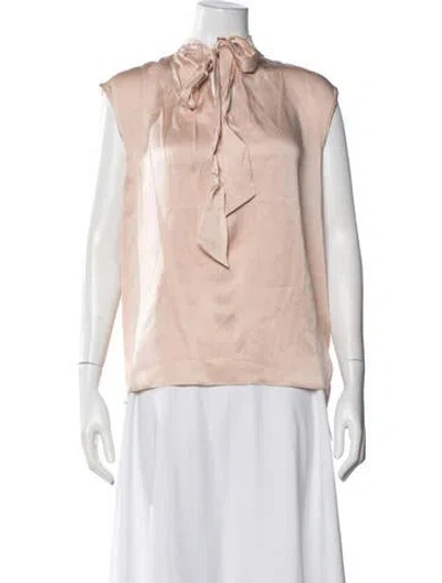 Pre-owned Sandro Silk Tie Neck Blouse In Pink