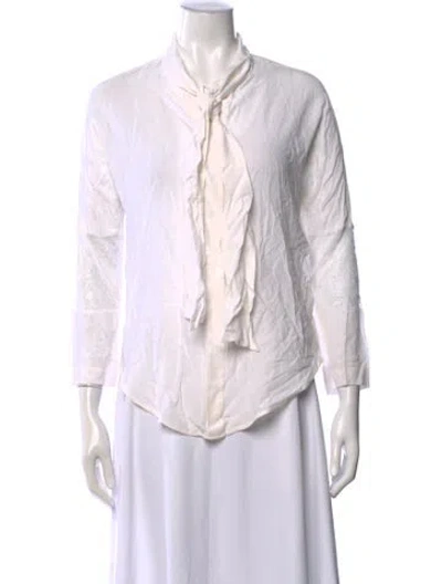 Pre-owned Sandro Silk Tie Neck Blouse W/ Tags In Neutral