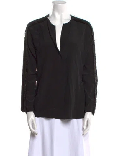 Pre-owned Sandro Silk V-neck Blouse In Black