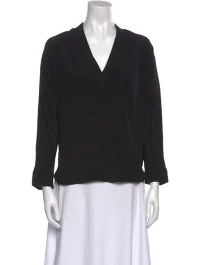 Pre-owned Sandro Silk V-neck Blouse In Black