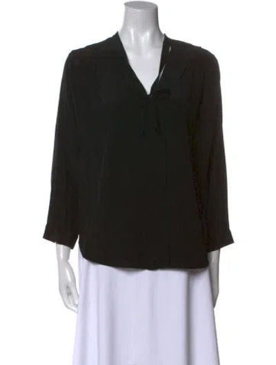 Pre-owned Sandro Silk V-neck Blouse In Black