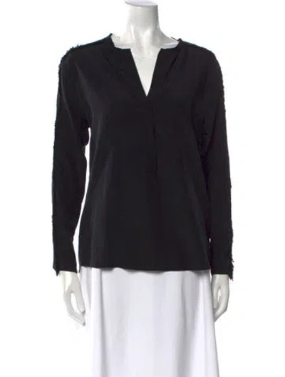 Pre-owned Sandro Silk V-neck Blouse In Black