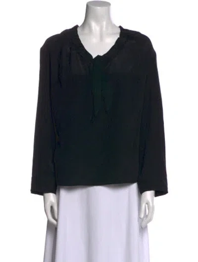 Pre-owned Sandro Silk V-neck Blouse In Black