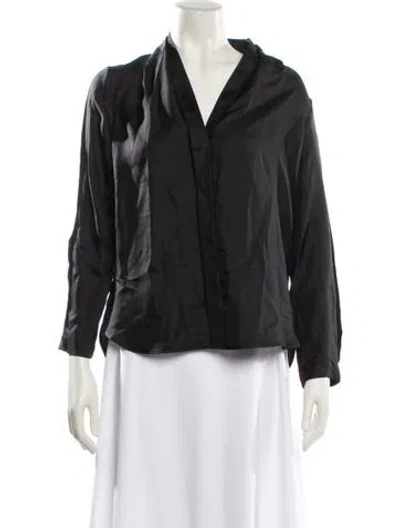Pre-owned Sandro Silk V-neck Blouse In Black