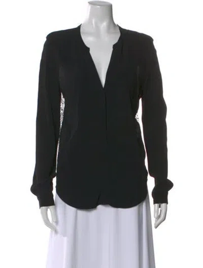 Pre-owned Sandro Silk V-neck Blouse In Black