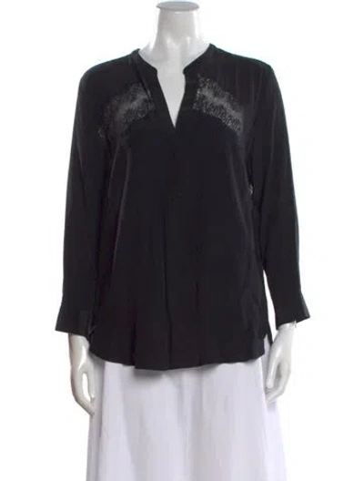 Pre-owned Sandro Silk V-neck Blouse In Black