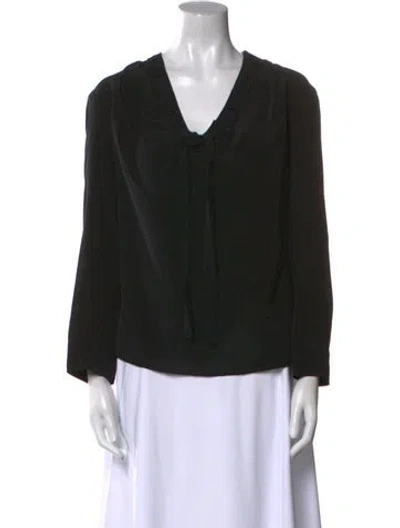 Pre-owned Sandro Silk V-neck Blouse In Black