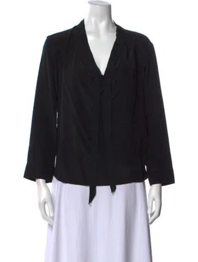 Pre-owned Sandro Silk V-neck Blouse In Black