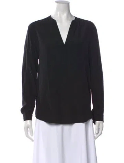 Pre-owned Sandro Silk V-neck Blouse In Black