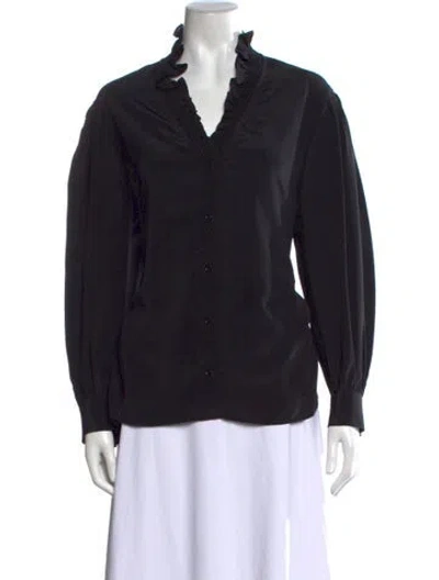 Pre-owned Sandro Silk V-neck Blouse In Black