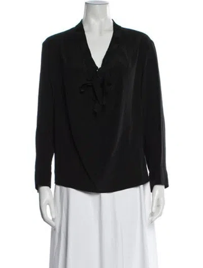 Pre-owned Sandro Silk V-neck Blouse In Black
