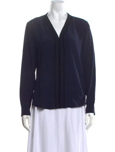 Pre-owned Sandro Silk V-neck Blouse In Blue