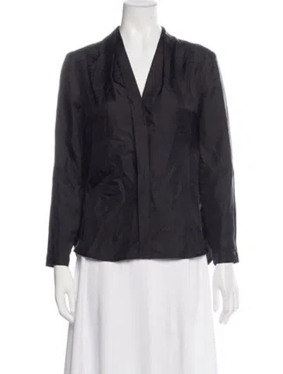 Pre-owned Sandro Silk V-neck Blouse In Blue