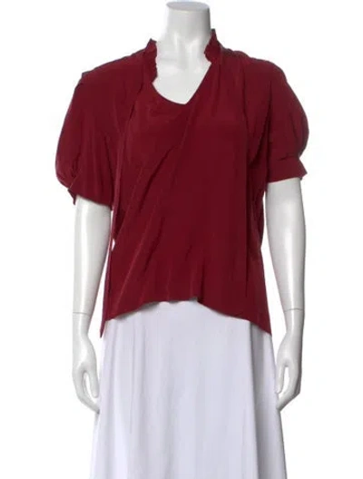 Pre-owned Sandro Silk V-neck Blouse In Burgundy