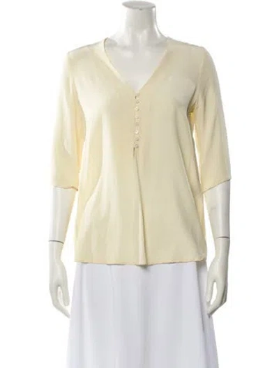 Pre-owned Sandro Silk V-neck Blouse In Neutral