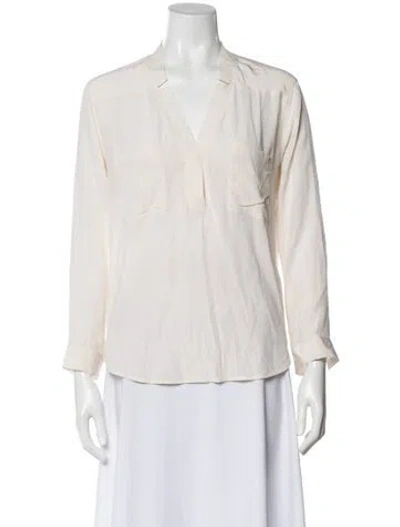 Pre-owned Sandro Silk V-neck Blouse In Neutral