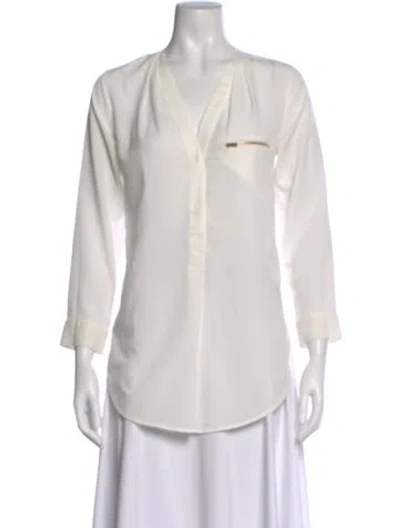 Pre-owned Sandro Silk V-neck Blouse In Neutral