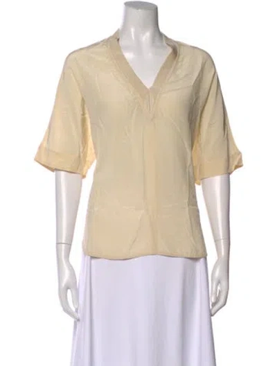 Pre-owned Sandro Silk V-neck Blouse In Neutral