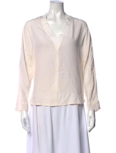 Pre-owned Sandro Silk V-neck Blouse In Neutral