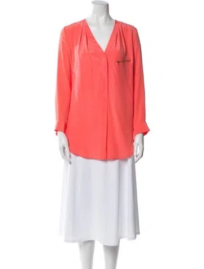 Pre-owned Sandro Silk V-neck Blouse In Orange