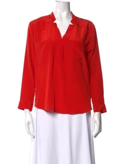 Pre-owned Sandro Silk V-neck Blouse In Orange