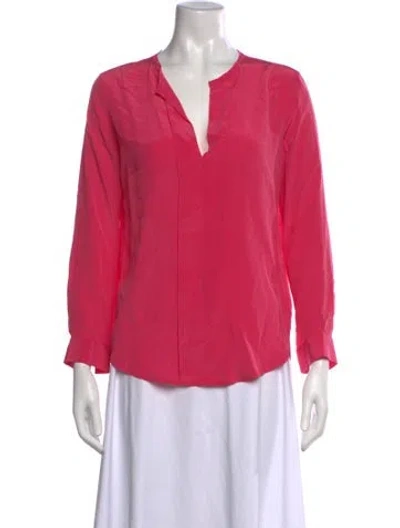 Pre-owned Sandro Silk V-neck Blouse In Pink