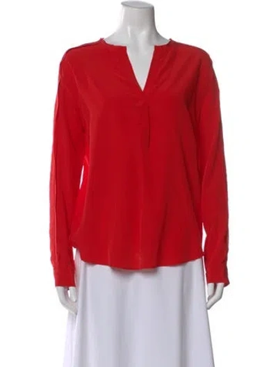Pre-owned Sandro Silk V-neck Blouse In Red