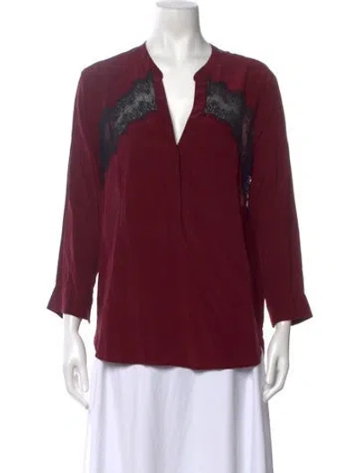Pre-owned Sandro Silk V-neck Blouse In Red