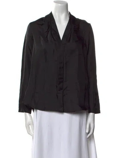 Pre-owned Sandro Silk V-neck Blouse W/ Tags In Black