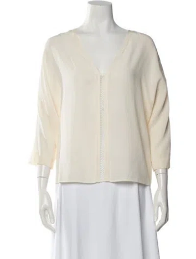 Pre-owned Sandro Silk V-neck Blouse In White