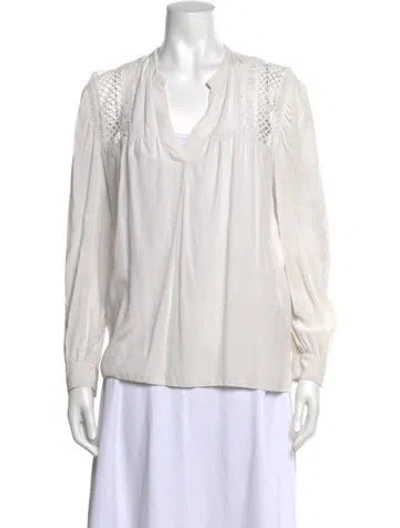 Pre-owned Sandro Silk V-neck Blouse In White