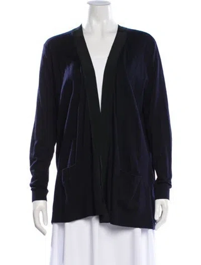 Pre-owned Sandro Silk V-neck Sweater In Blue