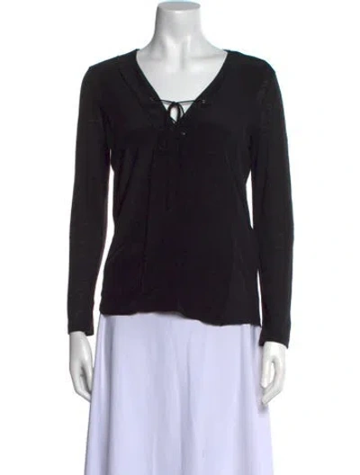 Pre-owned Sandro Silk V-neck Top In Black
