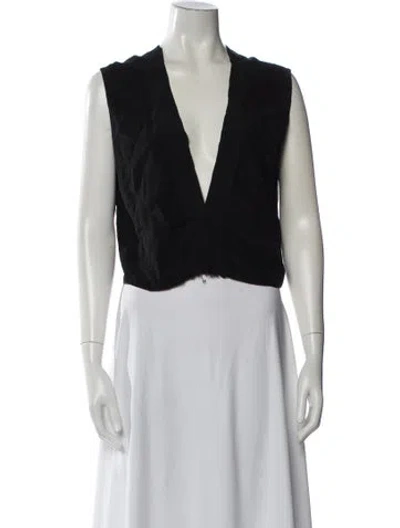 Pre-owned Sandro Silk V-neck Top In Blue