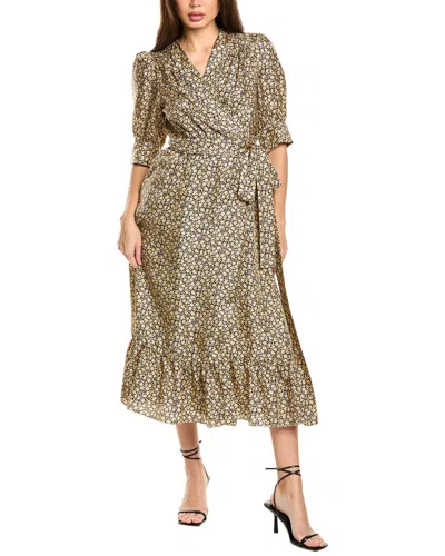 Sandro Silk Wrap Dress In Beige
