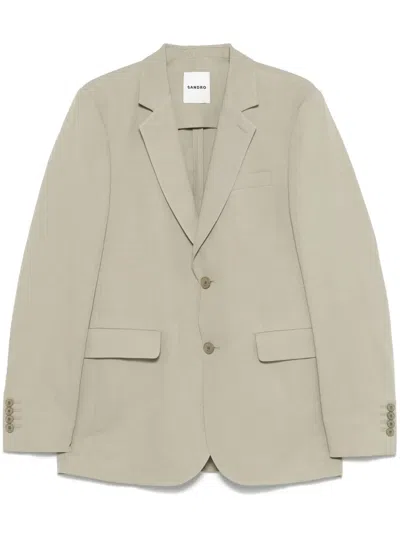 Sandro Single-breasted Blazer In Green